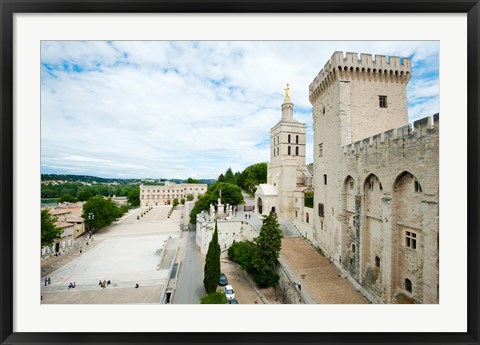 Framed Palace in a city, Notre-Dame Des Domes, Le Palais des Papes, Palais Des Papes,  Provence-Alpes-Cote d&#39;Azur, France Print