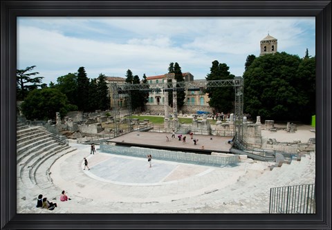 Framed Ancient theatre built 1st century BC, Theatre Antique D&#39;Arles, Arles, Provence-Alpes-Cote d&#39;Azur, France Print