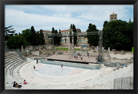 Framed Ancient theatre built 1st century BC, Theatre Antique D&#39;Arles, Arles, Provence-Alpes-Cote d&#39;Azur, France Print