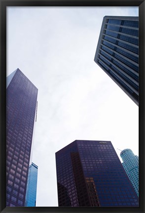 Framed Low angle view of skyscrapers, Wells Fargo Center, California Plaza, US Bank Building, Los Angeles, California, USA Print