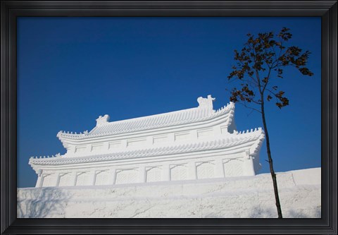 Framed Replica of the Forbidden City Made of Snow, Harbin International Sun Island Snow Sculpture Art Fair, Harbin, China Print
