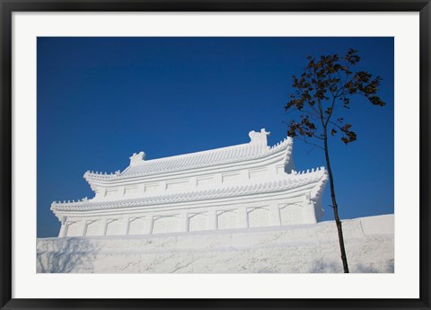 Framed Replica of the Forbidden City Made of Snow, Harbin International Sun Island Snow Sculpture Art Fair, Harbin, China Print