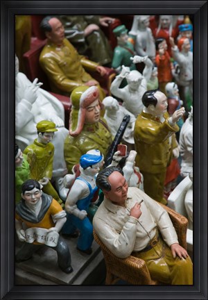Framed Antique store display of Chairman Mao&#39;s communist era souvenir statues, Hollywood Road, Central District, Hong Kong Print