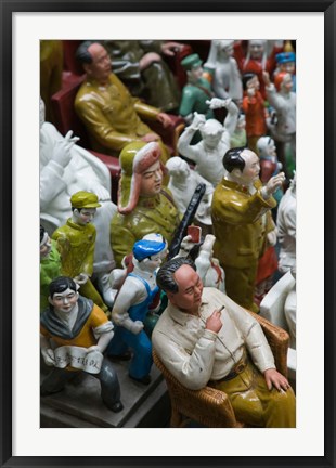 Framed Antique store display of Chairman Mao&#39;s communist era souvenir statues, Hollywood Road, Central District, Hong Kong Print