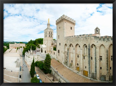 Framed Buildings in a city, Cathedrale Notre-Dame des Doms d&#39;Avignon, Palais des Papes, Provence-Alpes-Cote d&#39;Azur, France Print