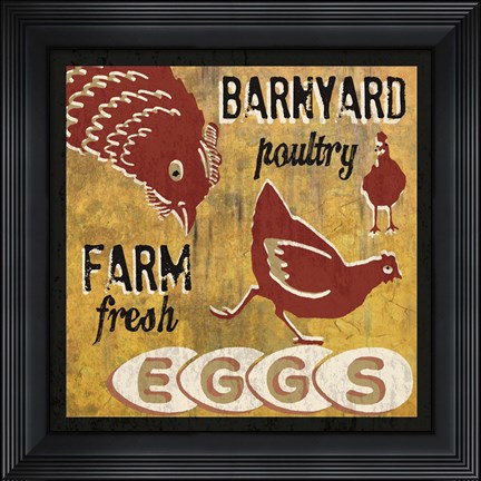 Framed Barnyard Poultry Print