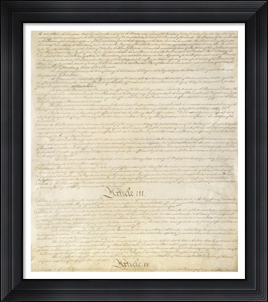 Framed Constitution of the United States I III Print