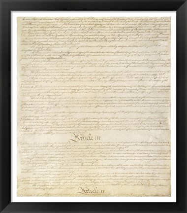 Framed Constitution of the United States I III Print