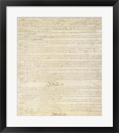 Framed Constitution of the United States I III Print