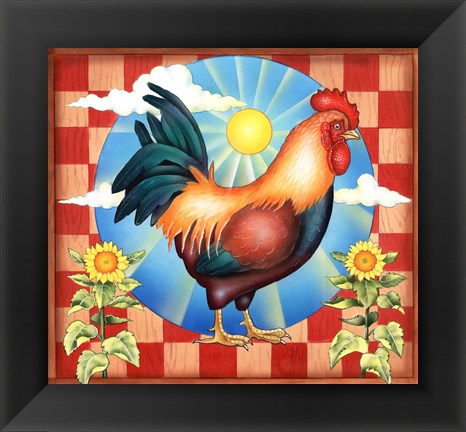 Framed Morning Glory Rooster II Print