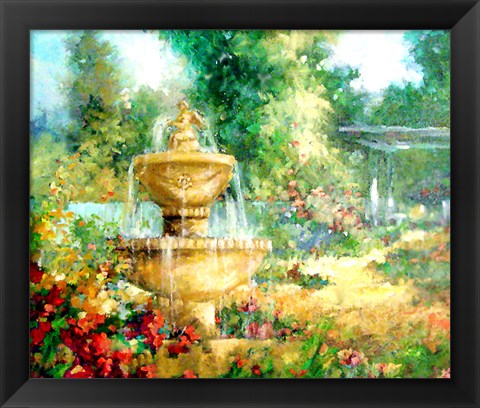 Framed Garden Fountain Print