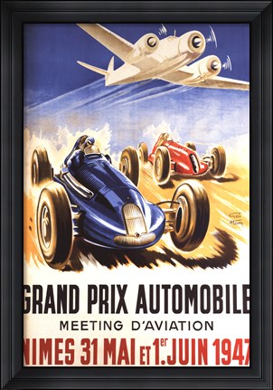 Framed Grand Prix Automobile Nimes Print
