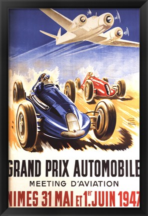 Framed Grand Prix Automobile Nimes Print