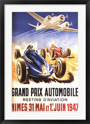 Framed Grand Prix Automobile Nimes Print