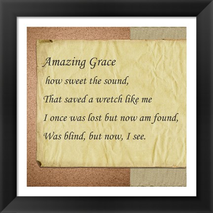 Framed Amazing Grace Parchment Print