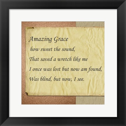 Framed Amazing Grace Parchment Print