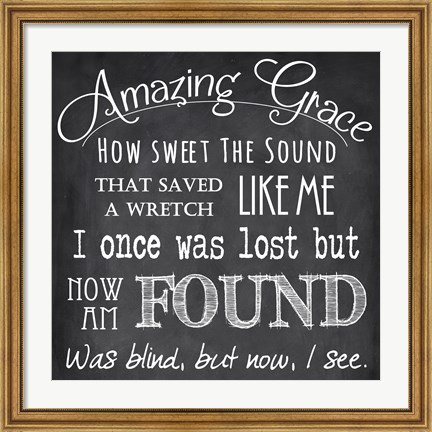 Framed Amazing Grace Chalkboard Print