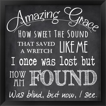 Framed Amazing Grace Chalkboard Print