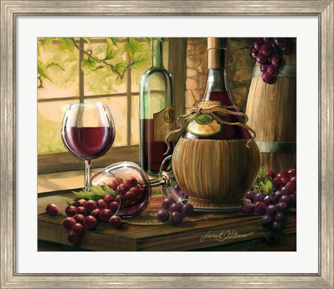 Framed Wine By The Window I Print