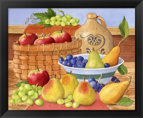 Framed Apples, Grapes &amp; Pears Print