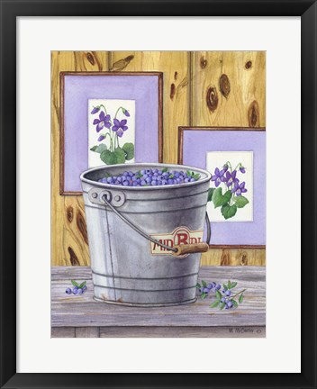 Framed Blueberries And Violets Print
