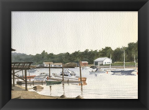 Framed Boats At Low Tide Print