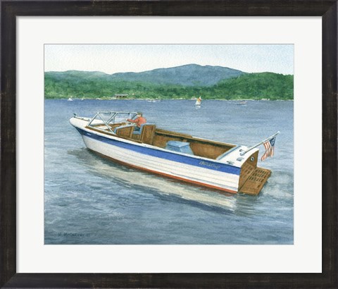 Framed Chris Craft On The Lake Print