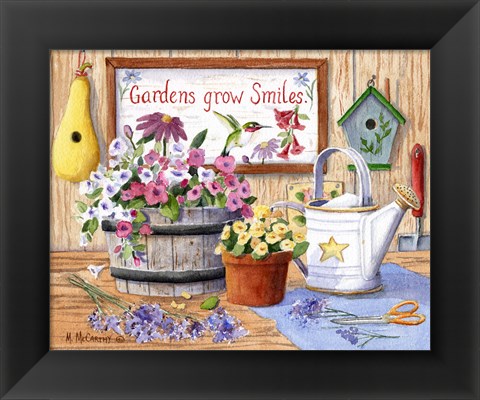Framed Gardens Grow Smiles Print