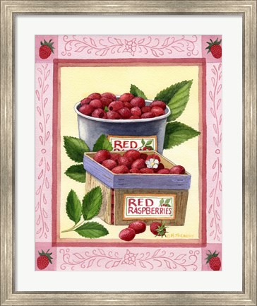 Framed Red Raspberries Print