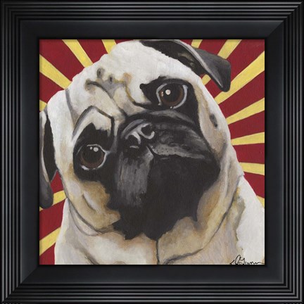 Framed Dlynn&#39;s Dogs - Puggins Print