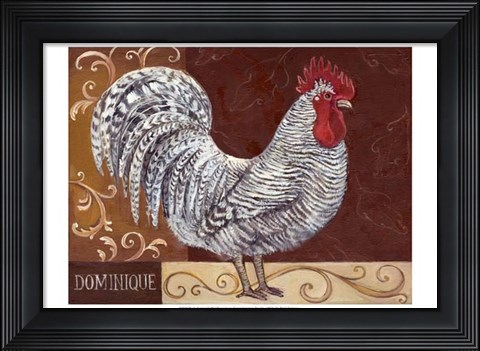 Framed Rustic Roosters I Print