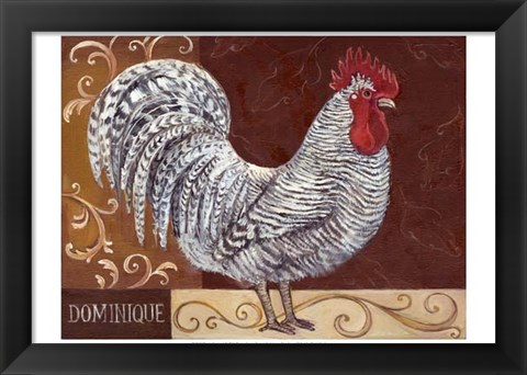 Framed Rustic Roosters I Print