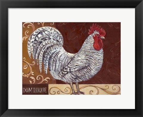 Framed Rustic Roosters I Print