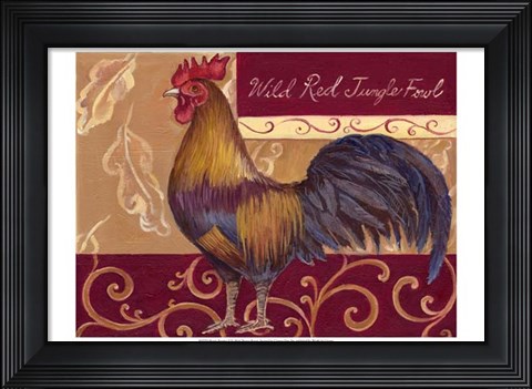 Framed Rustic Roosters II Print
