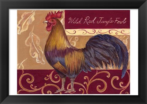 Framed Rustic Roosters II Print