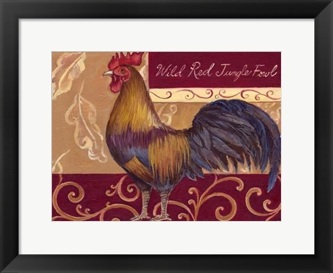 Framed Rustic Roosters II Print