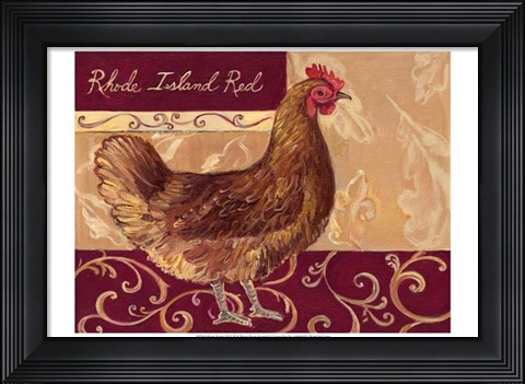 Framed Rustic Roosters III Print