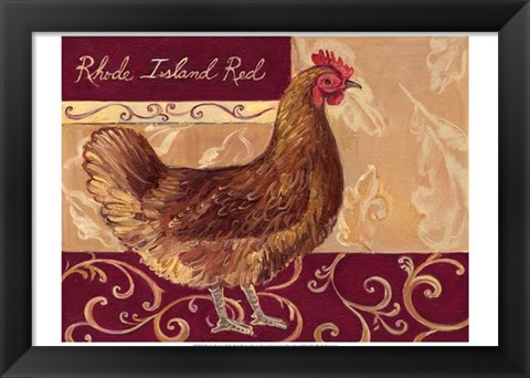 Framed Rustic Roosters III Print