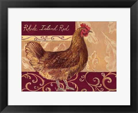 Framed Rustic Roosters III Print