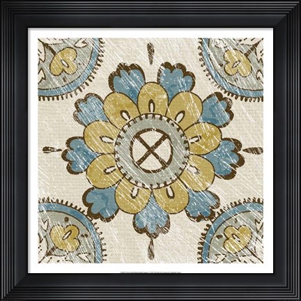 Framed Non-Embellished Batik Square I Print