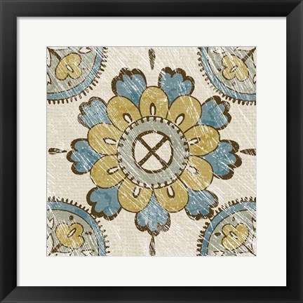 Framed Non-Embellished Batik Square I Print