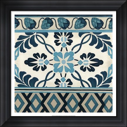 Framed Non-Embellished Indigo Frieze I Print