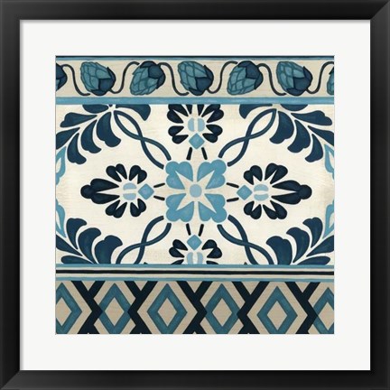 Framed Non-Embellished Indigo Frieze I Print