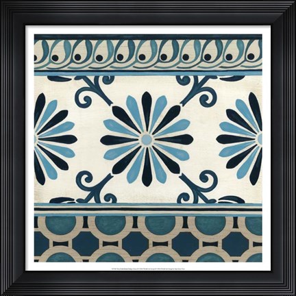 Framed Non-Embellished Indigo Frieze II Print