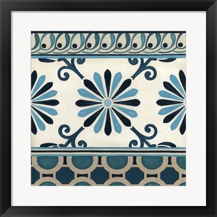 Framed Non-Embellished Indigo Frieze II Print