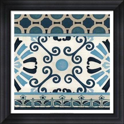 Framed Non-Embellished Indigo Frieze III Print