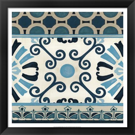 Framed Non-Embellished Indigo Frieze III Print