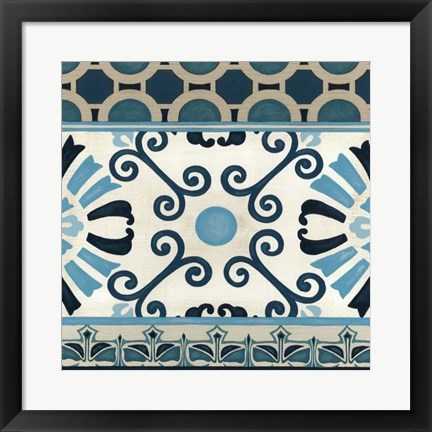 Framed Non-Embellished Indigo Frieze III Print