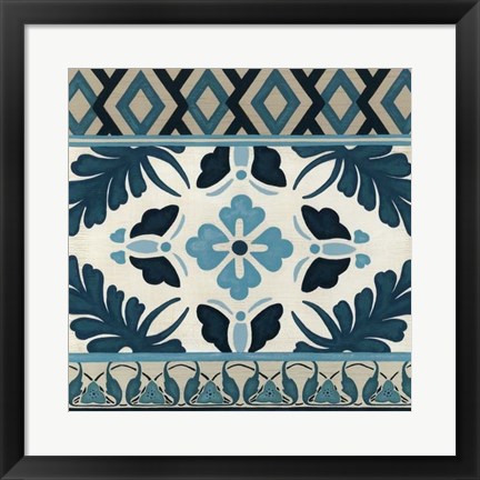 Framed Non-Embellished Indigo Frieze IV Print