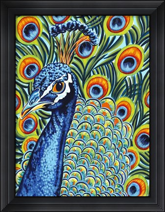 Framed Plumed Peacock I Print